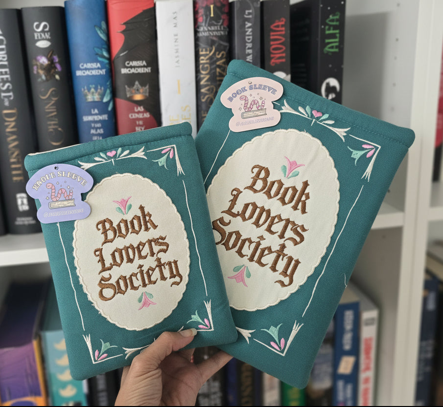 Book Lover's Society Embroidered Book/Kindle Sleeve