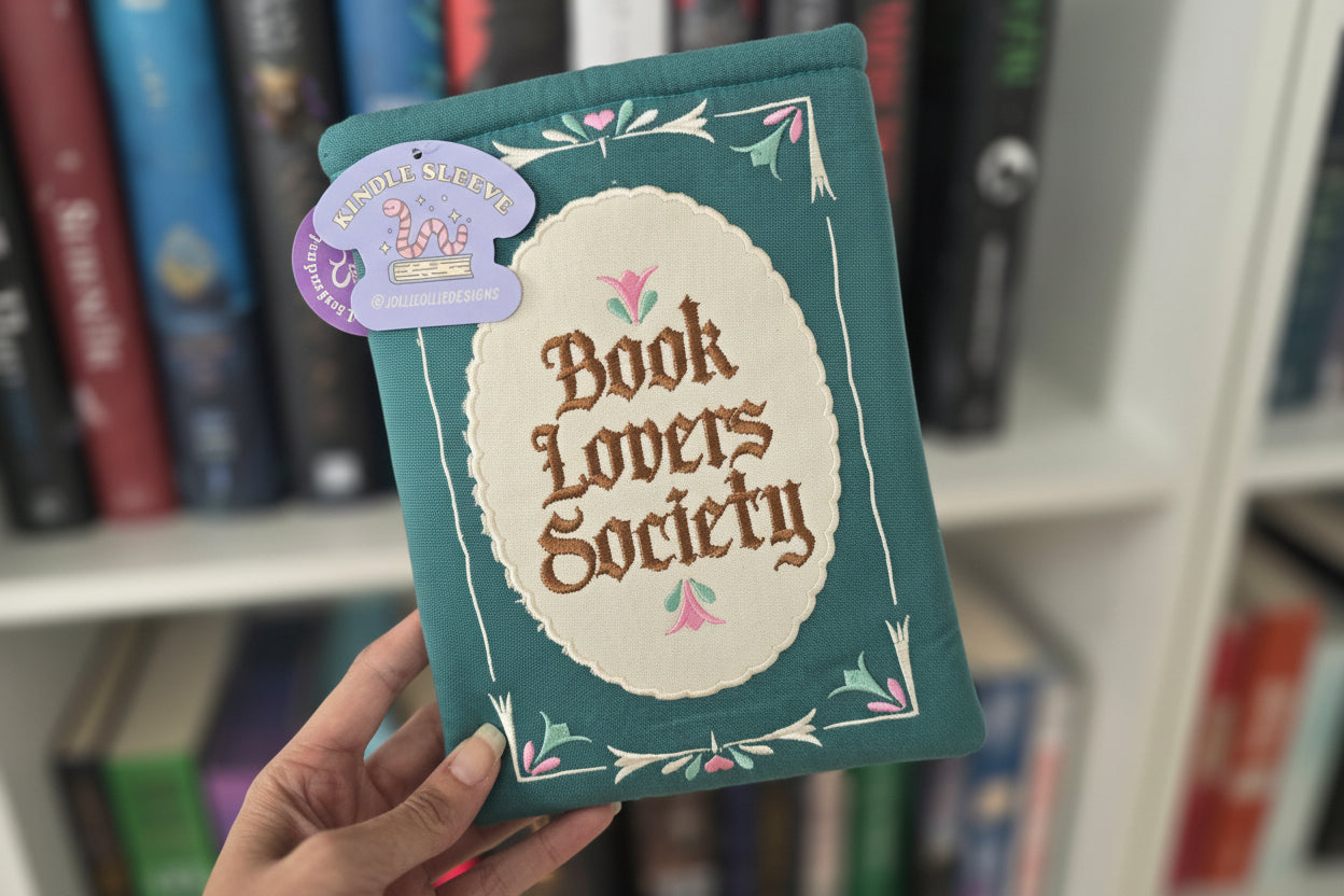 Book Lover's Society Embroidered Book/Kindle Sleeve