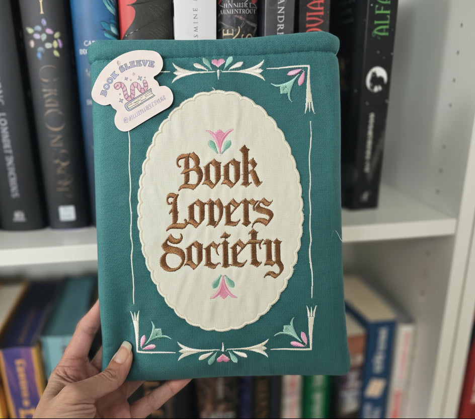 Book Lover's Society Embroidered Book/Kindle Sleeve