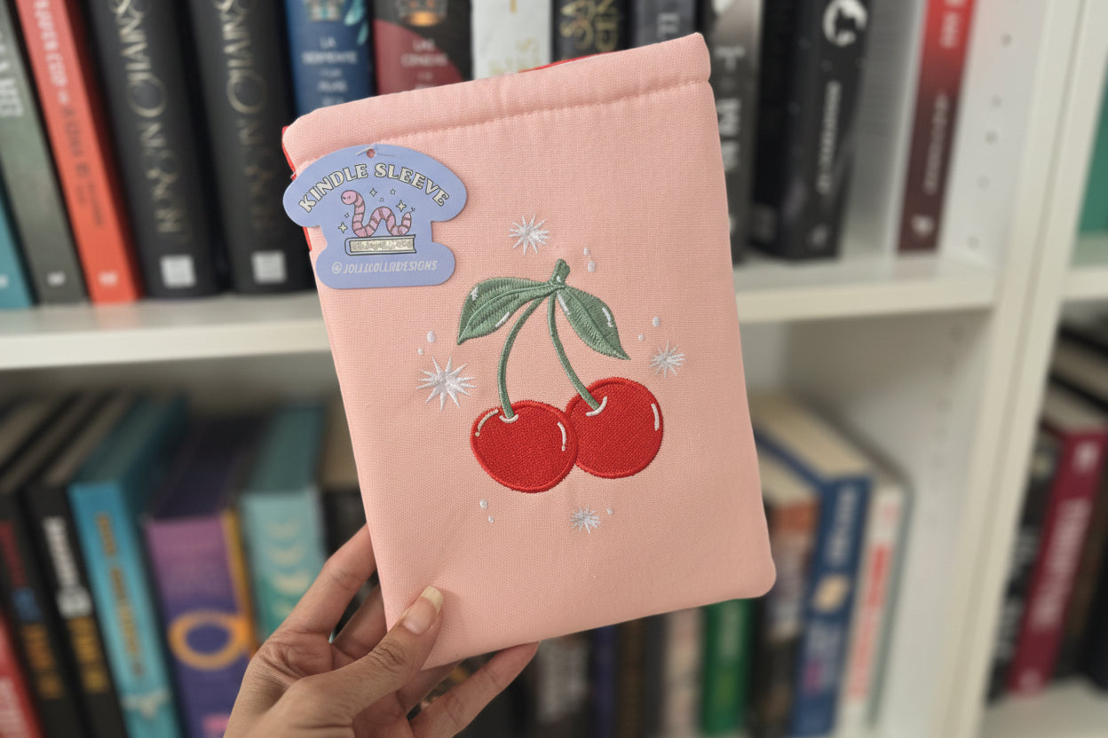 Cherries Embroidered Book/ Kindle Sleeve