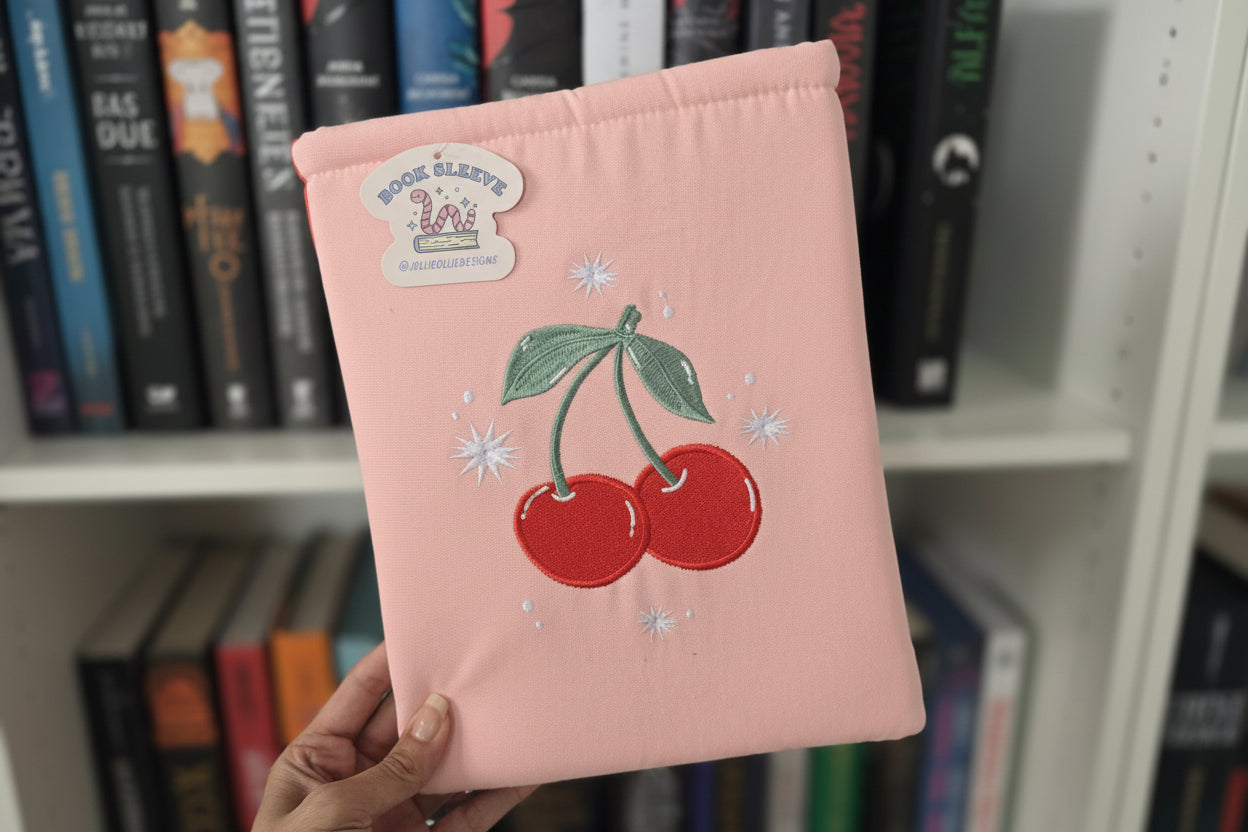 Cherries Embroidered Book/ Kindle Sleeve