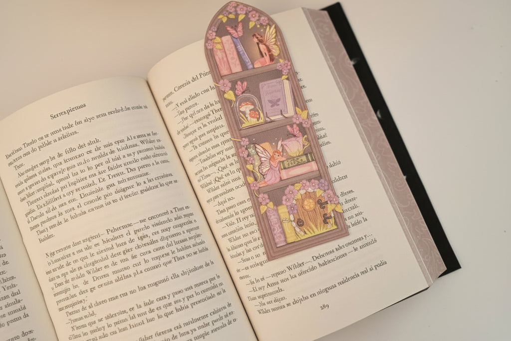 Fairy Bookshelf Bookmark-Dark Brown