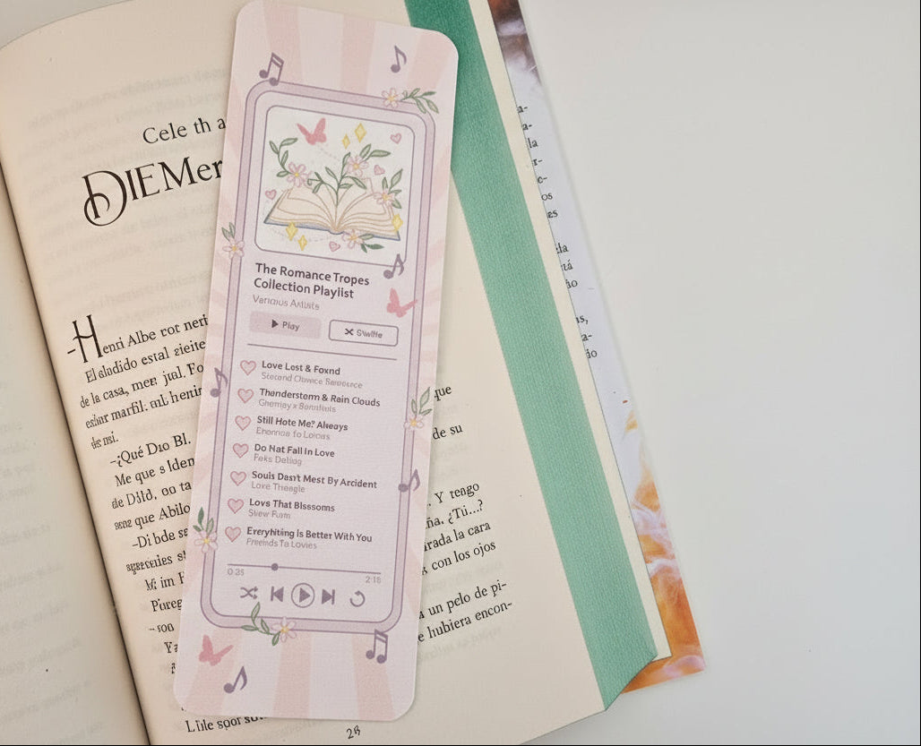 Romance Book Tropes Playlist Bookmark
