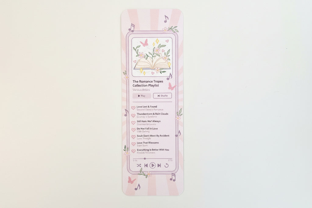Romance Book Tropes Playlist Bookmark