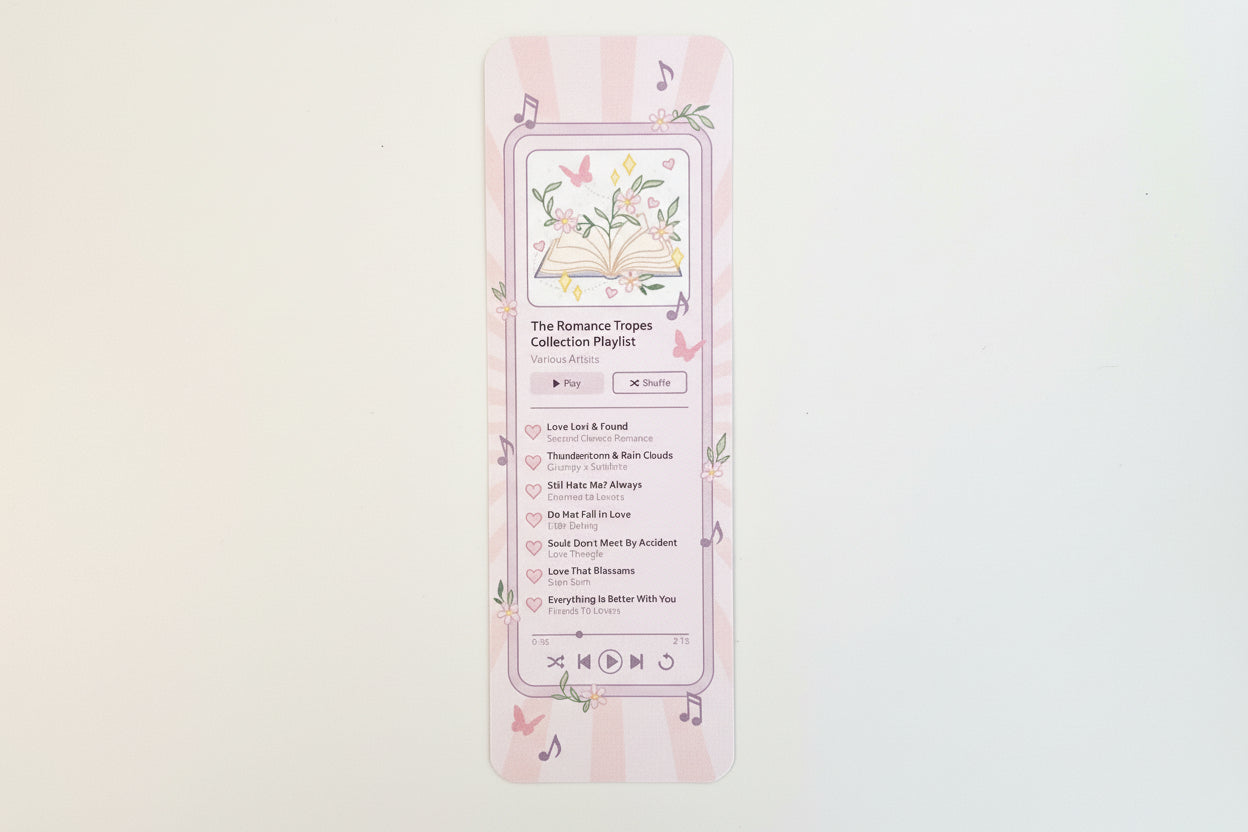 Romance Book Tropes Playlist Bookmark