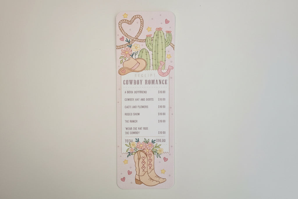 Cowboy Romance Receipt Bookmark