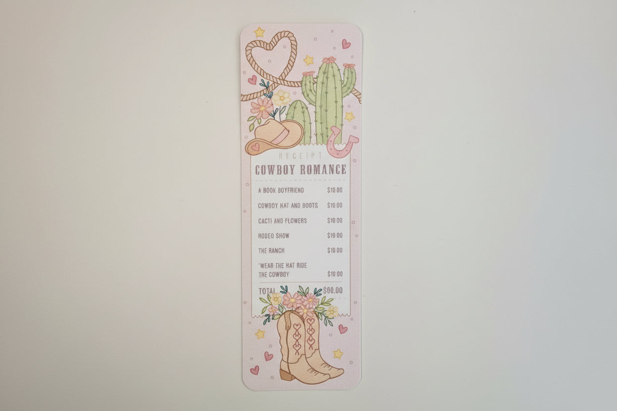 Cowboy Romance Receipt Bookmark