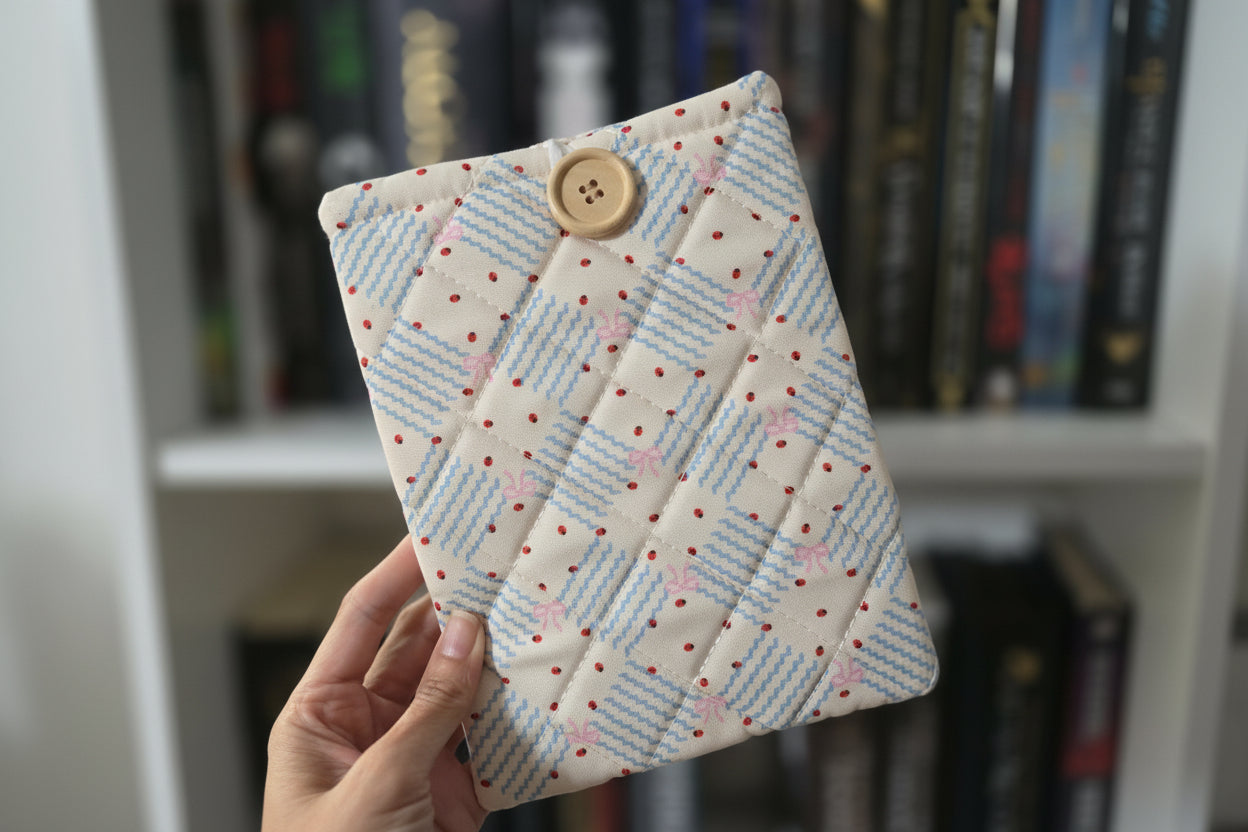 Quilted Ladybug Embroidered Book/Kindle Sleeve