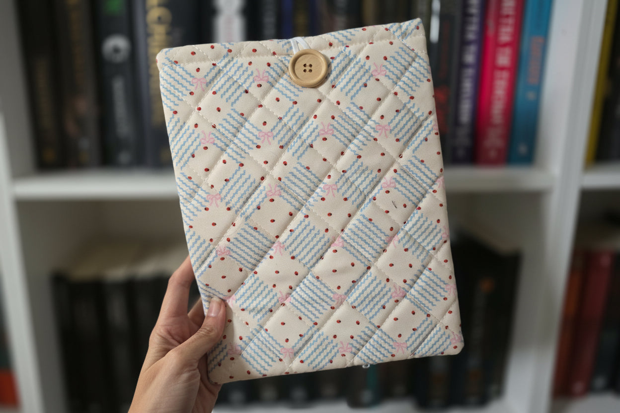 Quilted Ladybug Embroidered Book/Kindle Sleeve