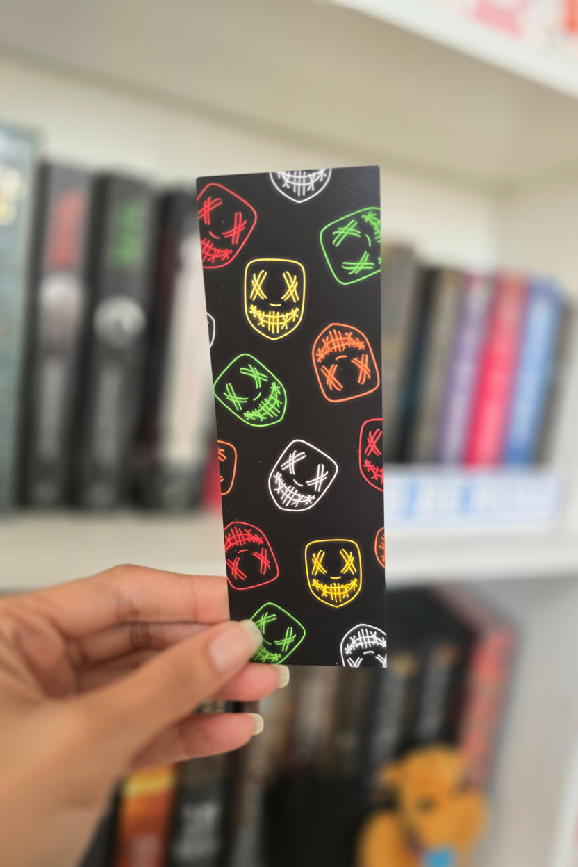 Neon Masked Men Bookmark For Dark Romance Readers