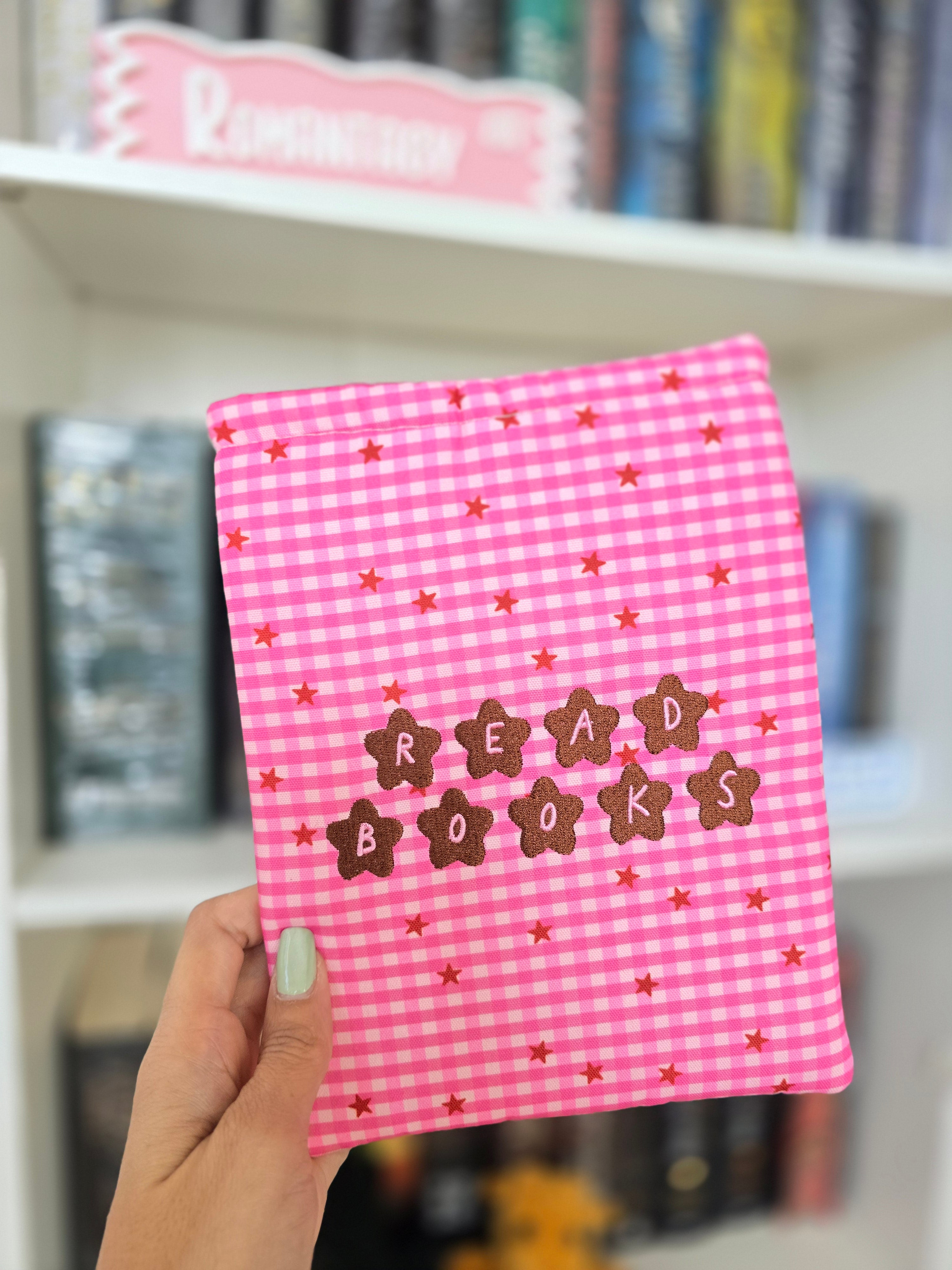 Gingham Embroidered Book & Kindle/E-Reader Sleeve