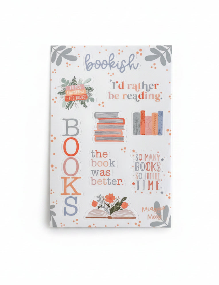 Bookish Sticker Sheet | Vinyl Sticker Sheet | Book Lovers