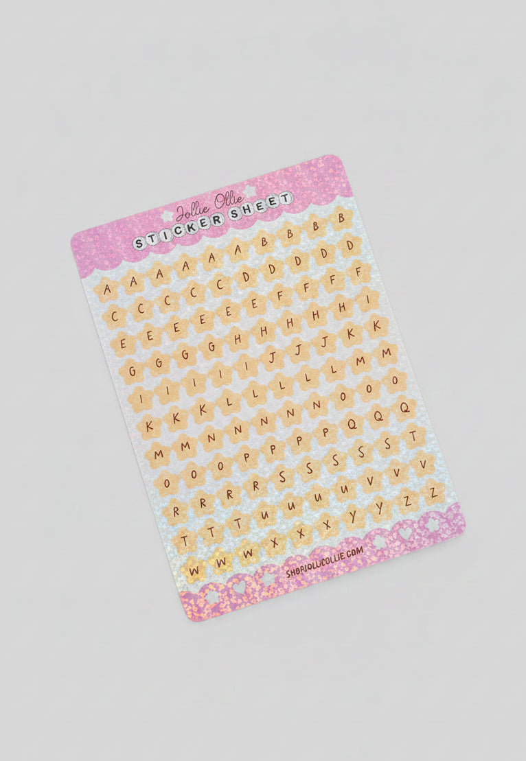 Yellow Sparkly Star Letter Sticker Sheet