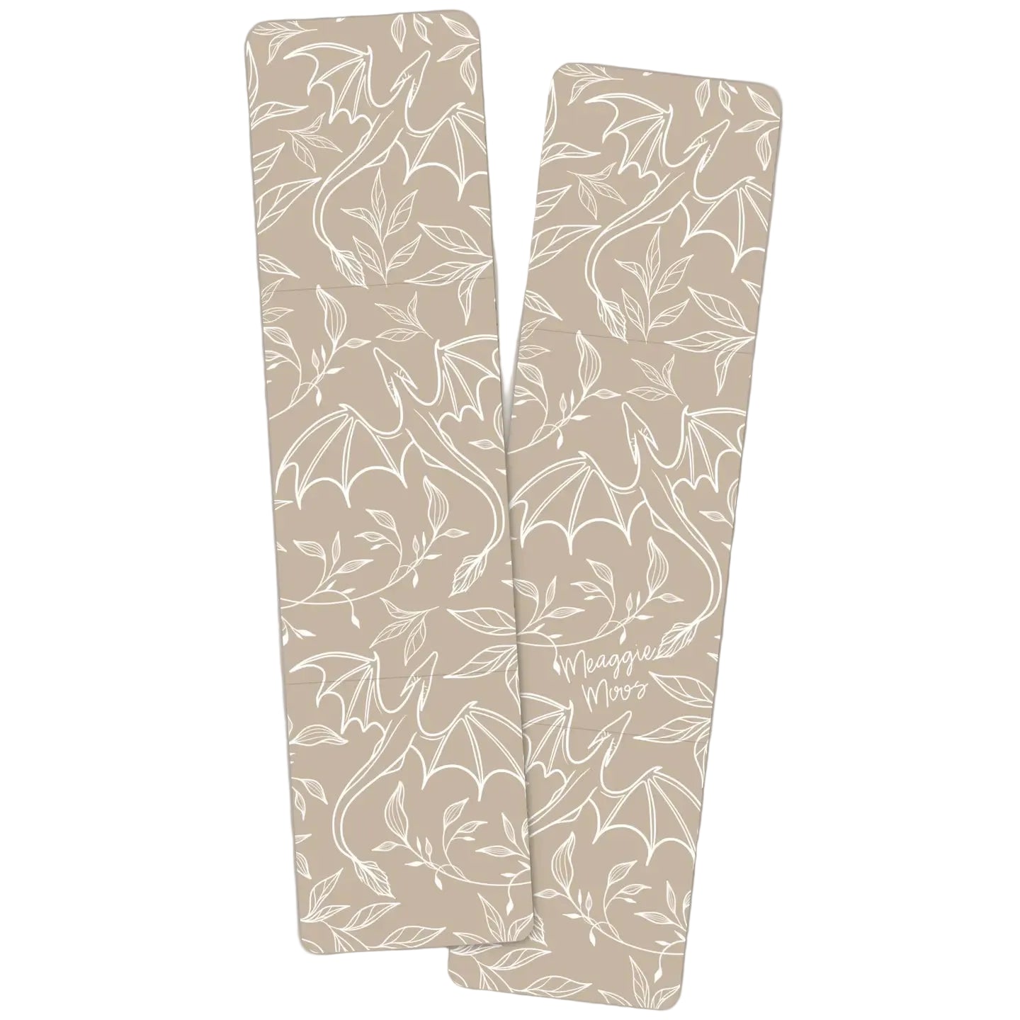 Cream and White Floral Dragons Bookmark | Glossy